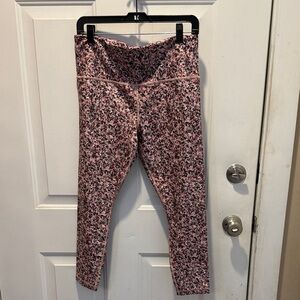 Athleta Elation 7/8 Leggings in Black and Orange Abstract